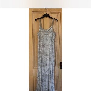Cache vintage Silver Beaded Evening Slip Dress